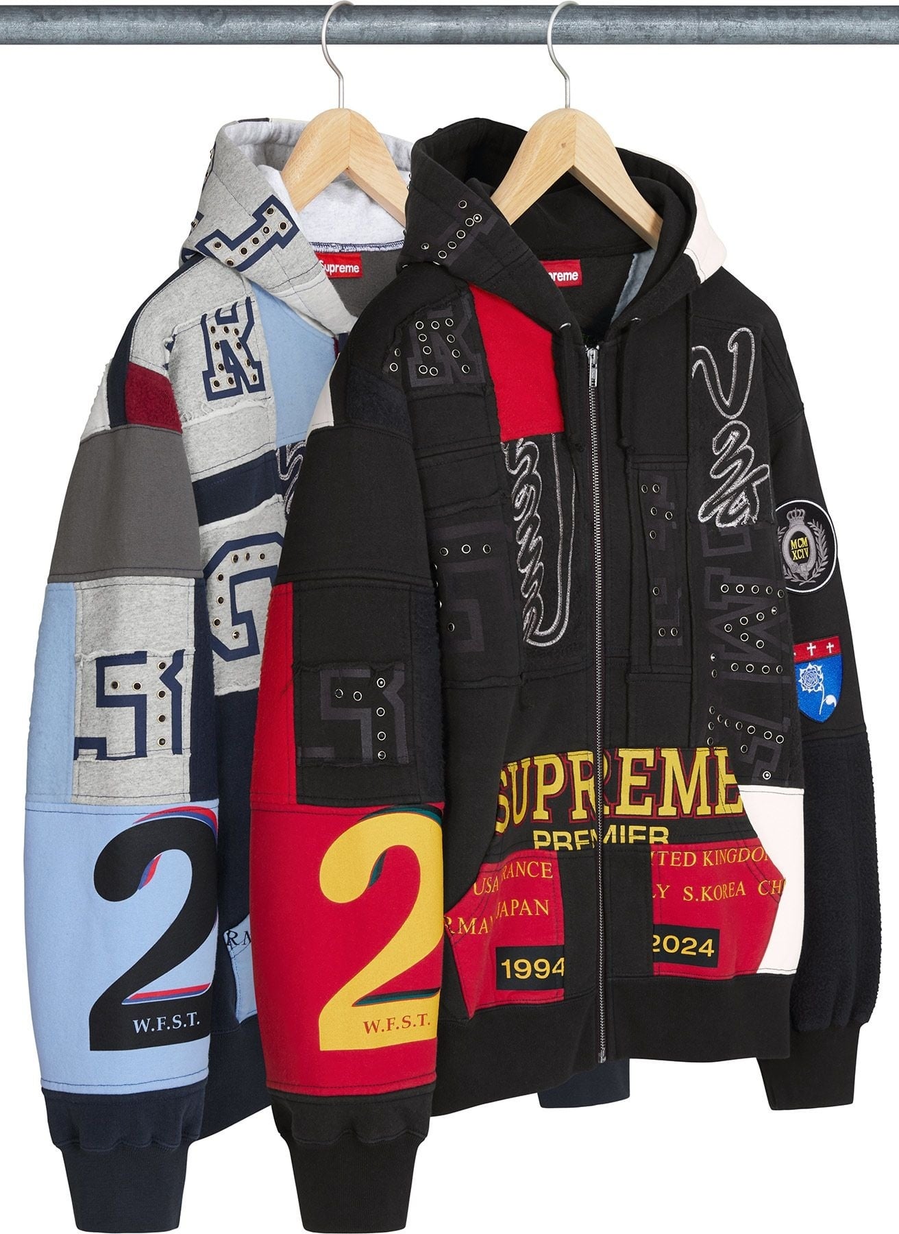 Patchwork Zip Up Hooded Sweatshirt view 7